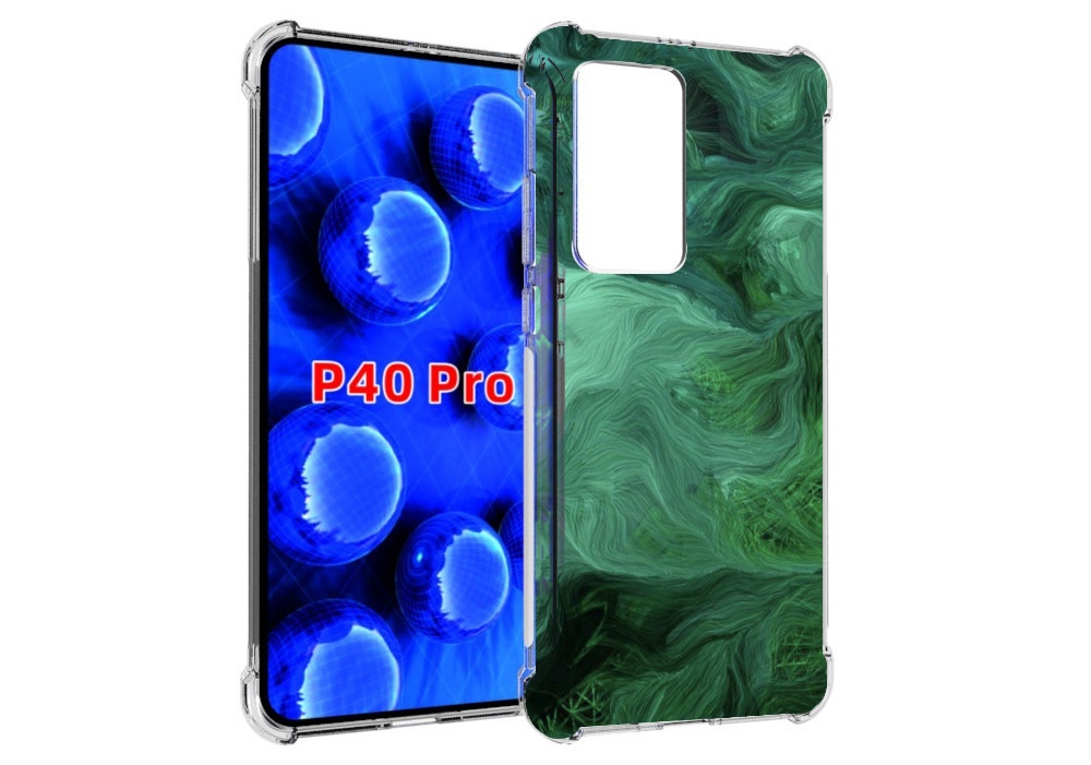 

Чехол MyPads зеленые нити для Huawei P40 Pro противоударный, Прозрачный, Tocco