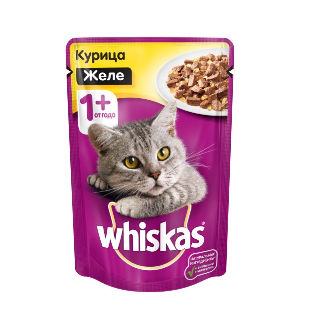 фото Влажный корм для кошек whiskas желе, курица, 75г