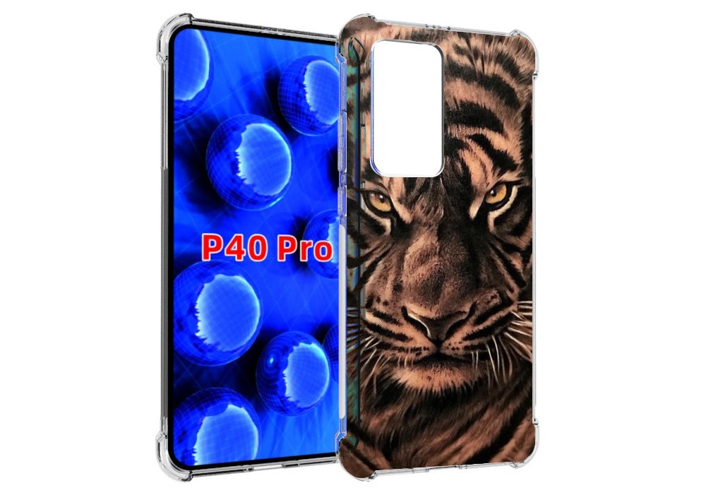

Чехол MyPads злой-большой-тигр для Huawei P40 Pro противоударный, Прозрачный, Tocco