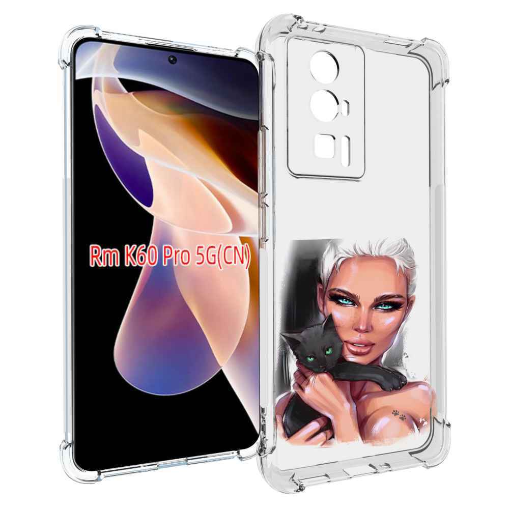 

Чехол MyPads девушка-с-черным-котиком женский для Xiaomi Redmi K60 Pro, Прозрачный, Tocco