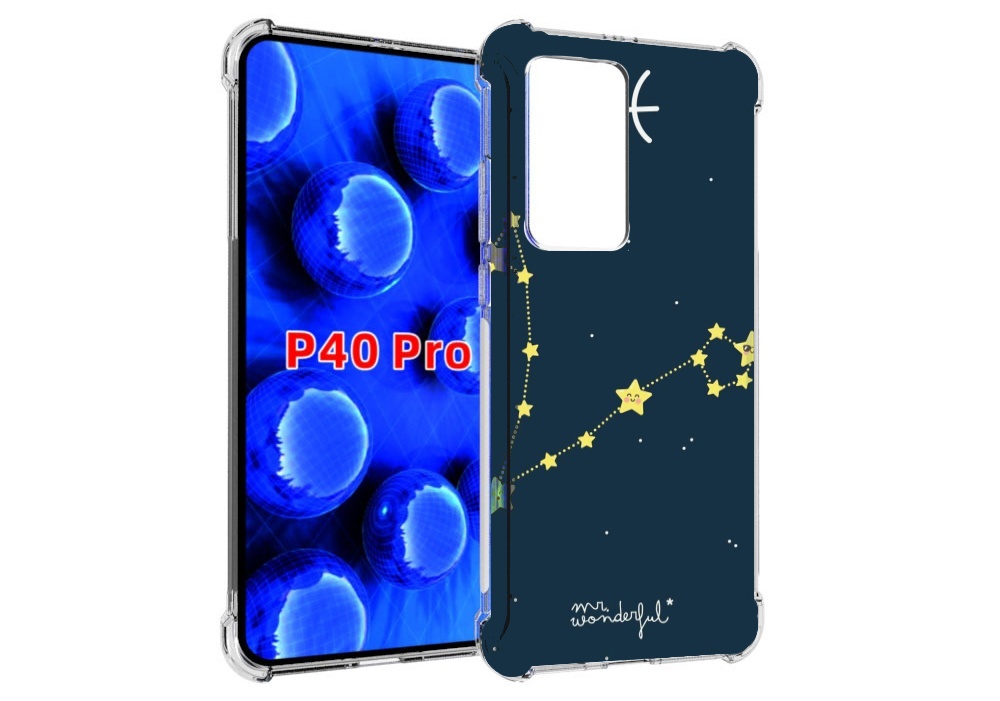 

Чехол MyPads знак зодиака рыбы 1 для Huawei P40 Pro противоударный, Прозрачный, Tocco