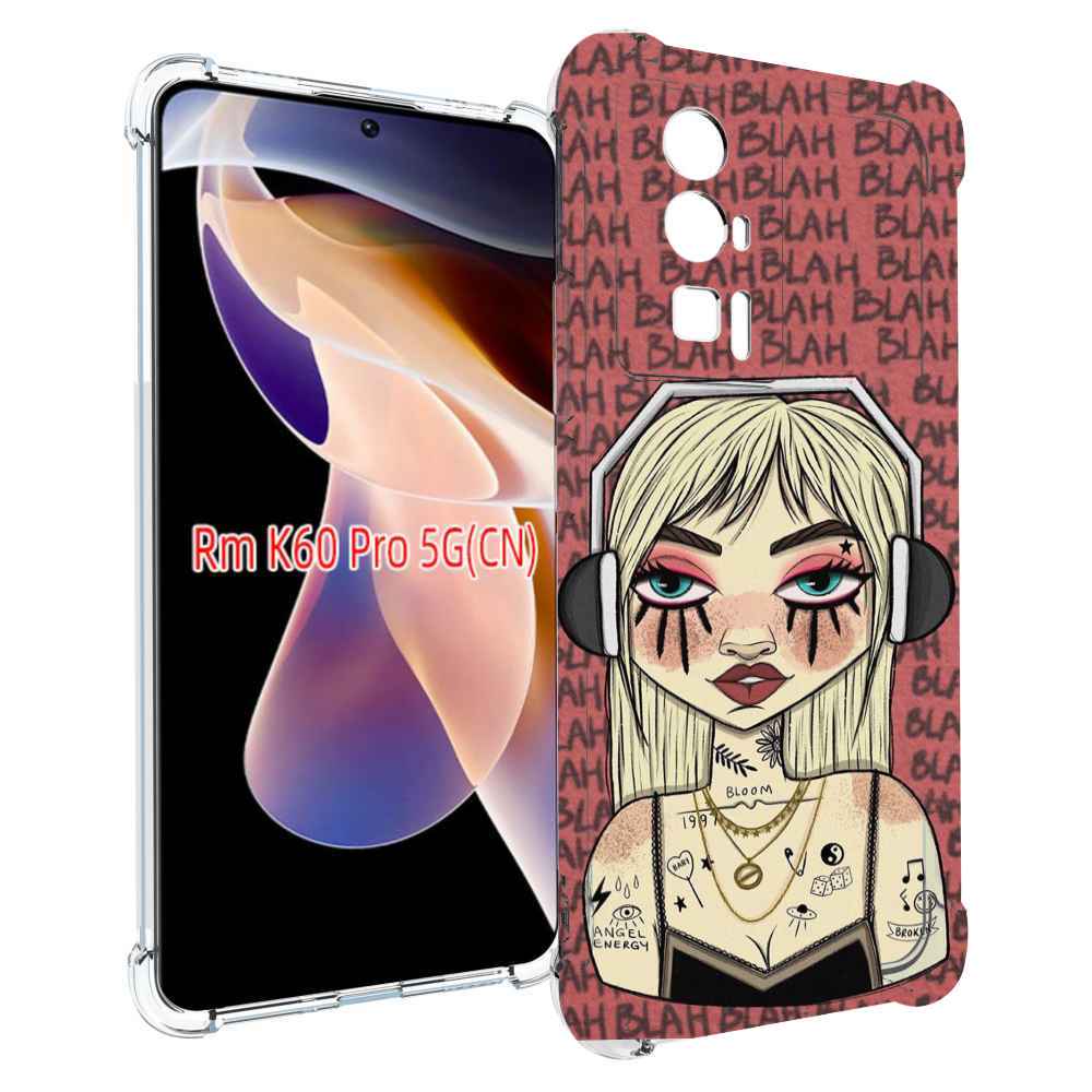 Чехол MyPads дерзкая-девушка-в-наушниках женский для Xiaomi Redmi K60 Pro