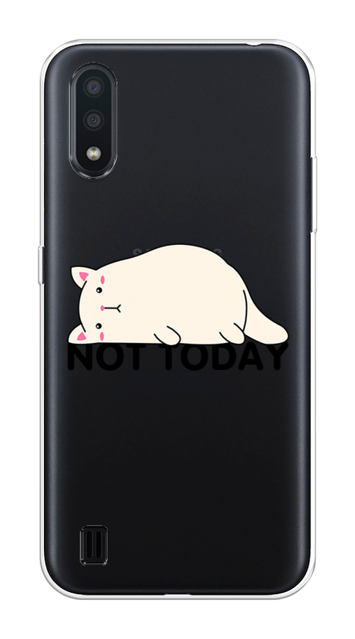

Чехол на Samsung Galaxy A01 "Cat not today", Белый;розовый;черный, 29550-1