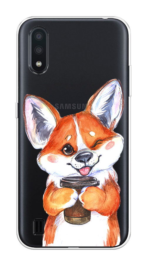 

Чехол на Samsung Galaxy A01 "Корги с кофе", Оранжевый;белый, 29550-4