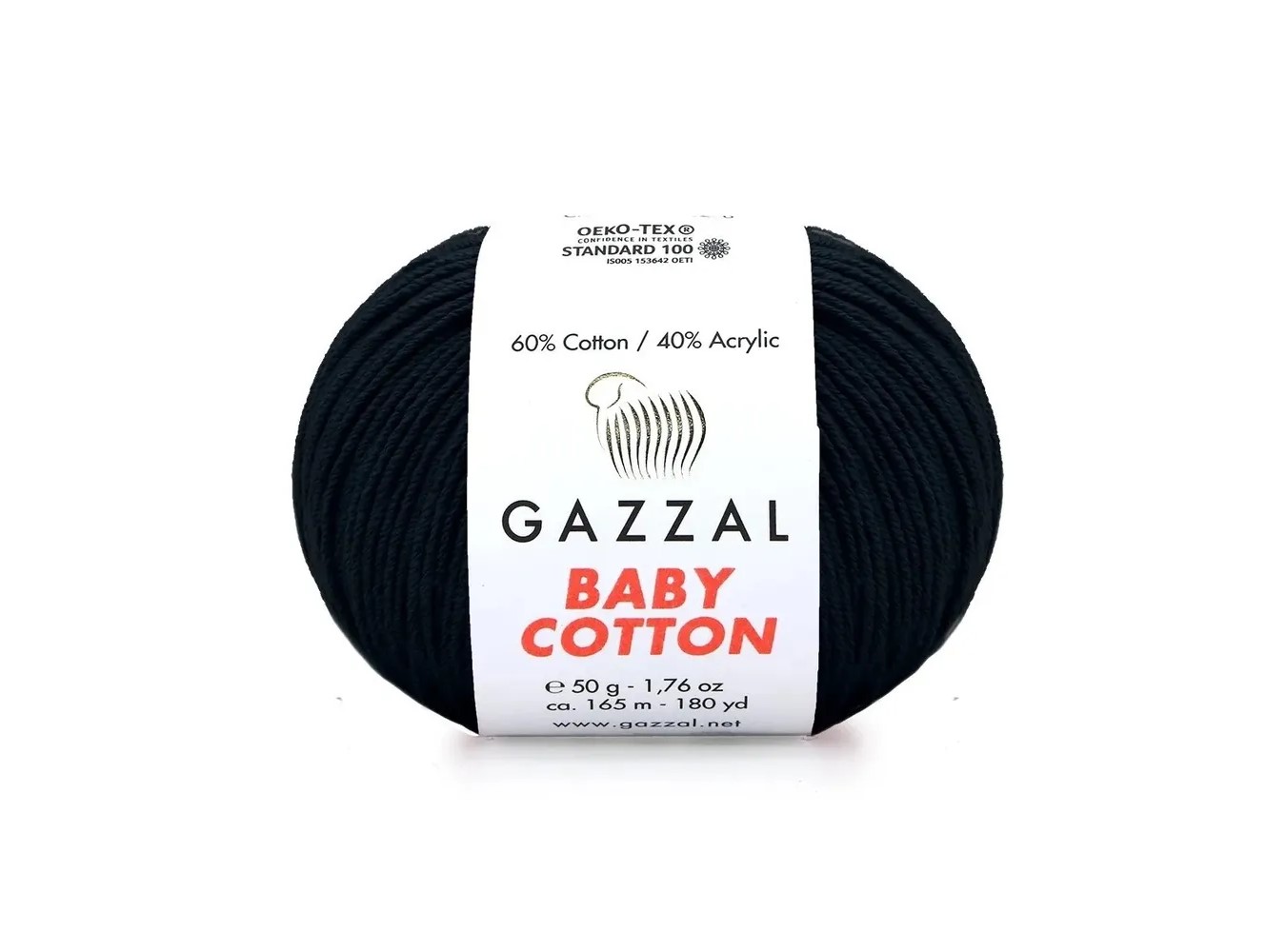 

Пряжа Gazzal Baby Cotton (Беби Коттон) - 1 моток Цвет: Черный (3433) 60% хлопок, 40% ак...