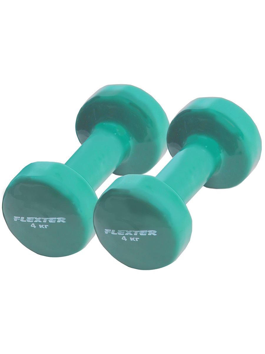 фото Гантели неопреновые для фитнеса flexter 4 кг зеленые