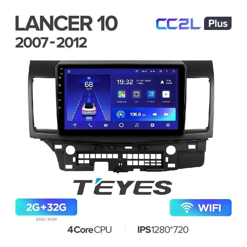 Автомобильная магнитола Teyes CC2L Plus 2/32Гб Mitsubishi Lancer 10 2007-2012 IPS экран