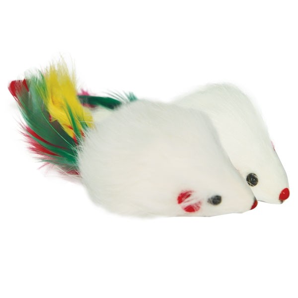 фото Погремушка для кошек triol мышка, искусственный мех, белый, 85 - 90 мм