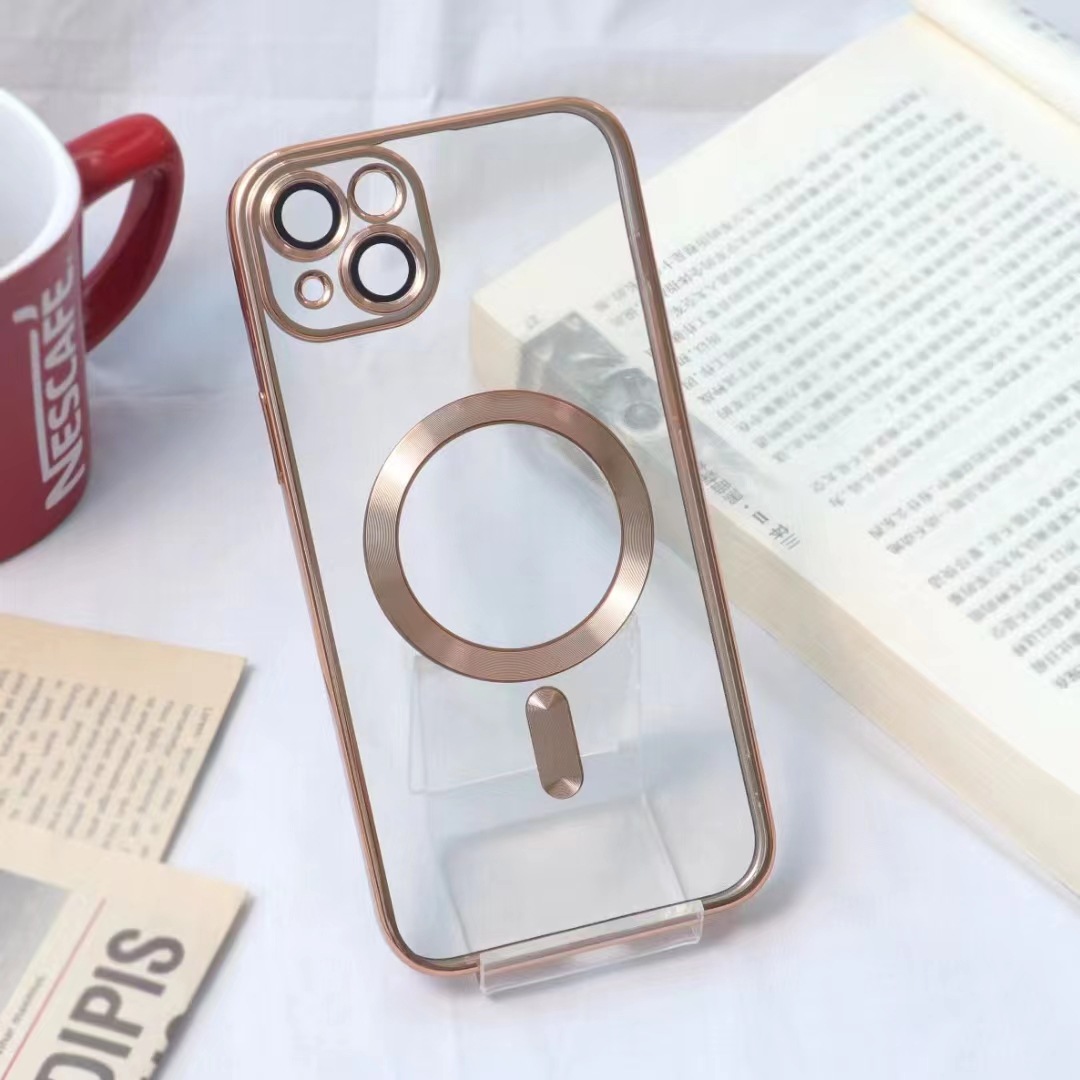 

Чехол для iPhone 15 MagSafe Magnetic золотистый, Золотистый;прозрачный, iPhone 15