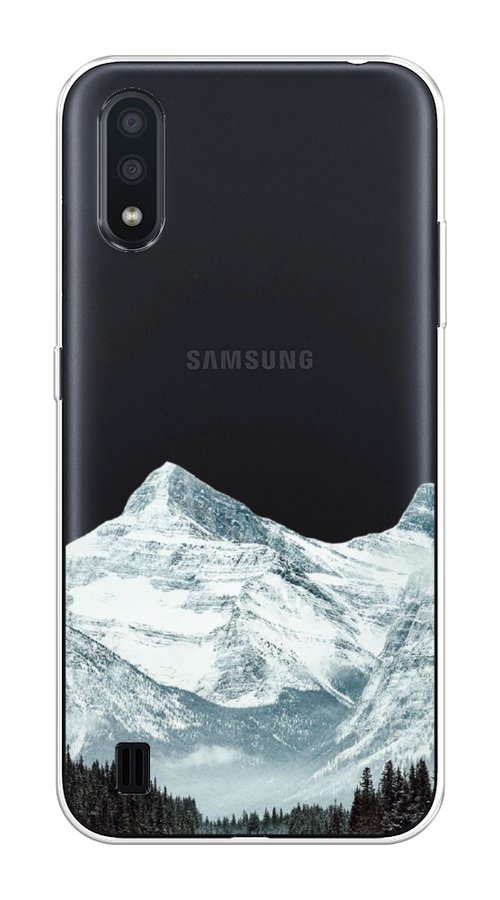 

Чехол на Samsung Galaxy A01 "Горы арт 1", Белый;зеленый, 29550-2