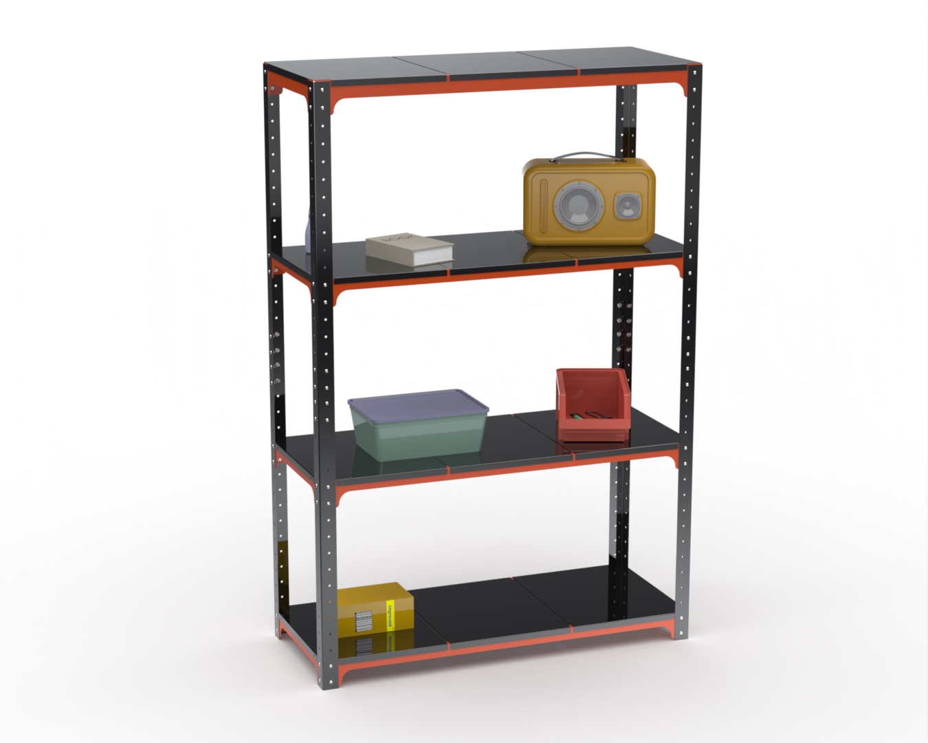 

Стеллаж Metalex Kit Comfort 2000х1400х300 4 полки, оранжево-чёрный, Оранжевый, Kit Comfort