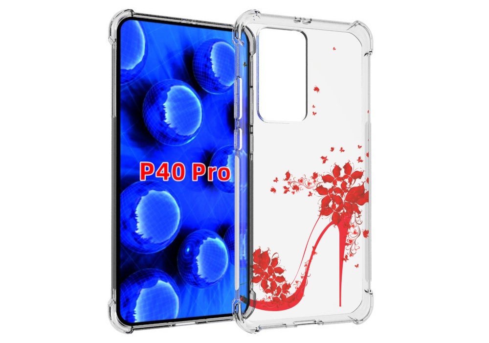Чехол MyPads каблук-в-цветах для Huawei P40 Pro противоударный
