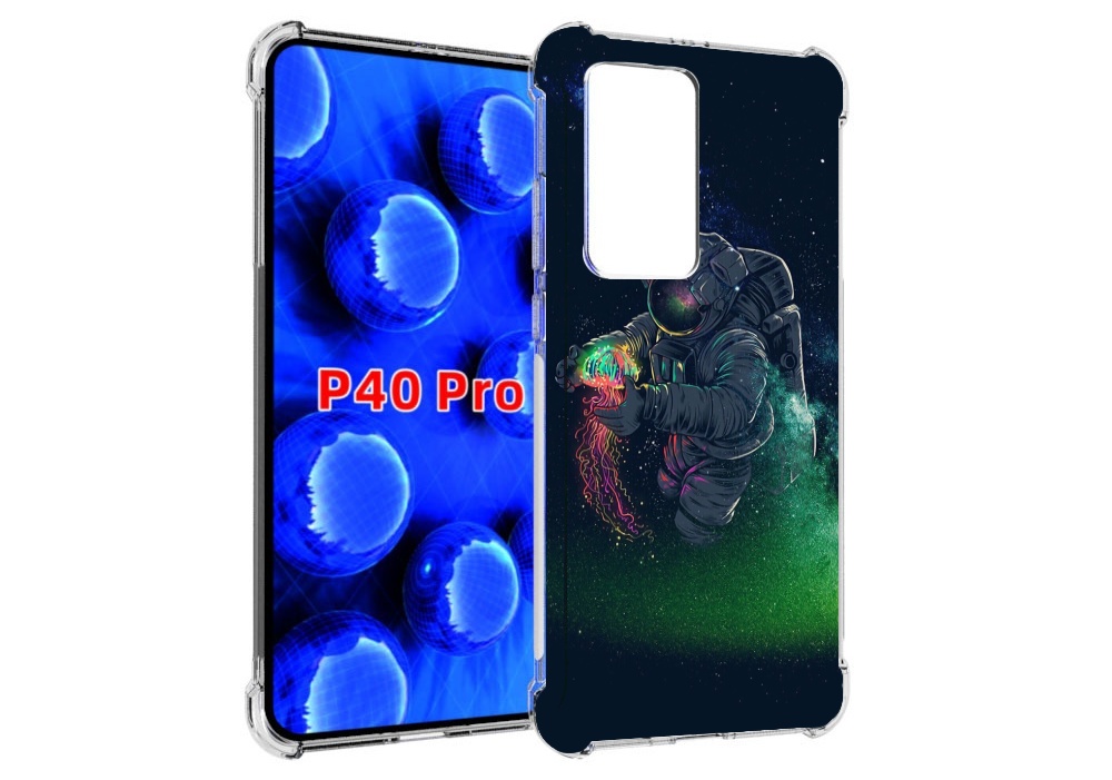 

Чехол MyPads космонавт-с-оружием-арты для Huawei P40 Pro противоударный, Прозрачный, Tocco