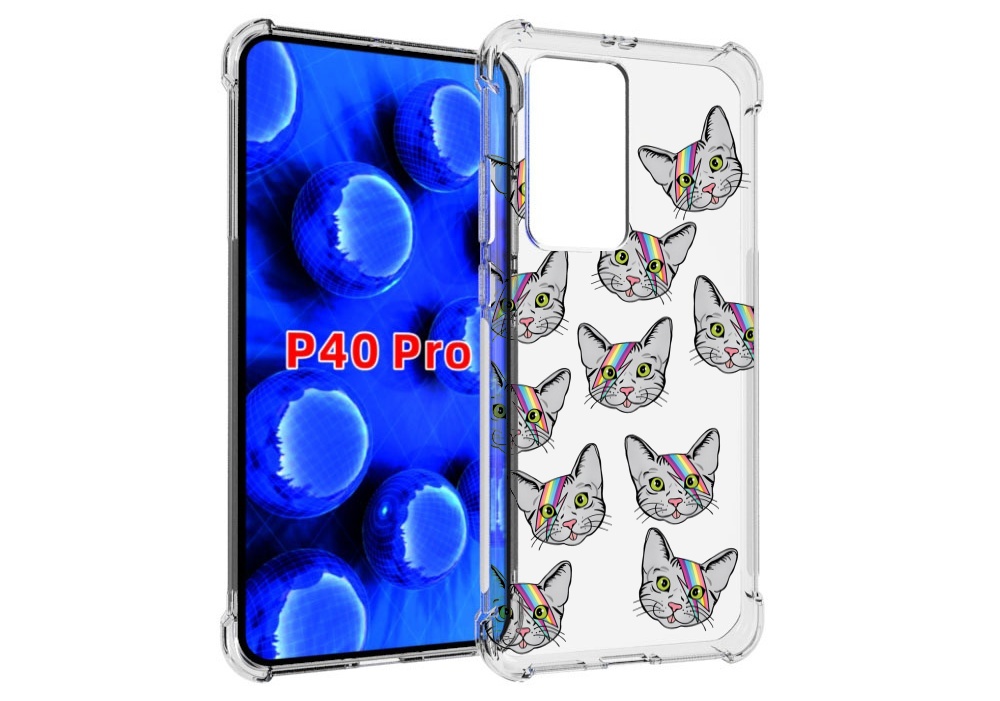 Чехол MyPads кот-с-молнией-на-лбу для Huawei P40 Pro противоударный