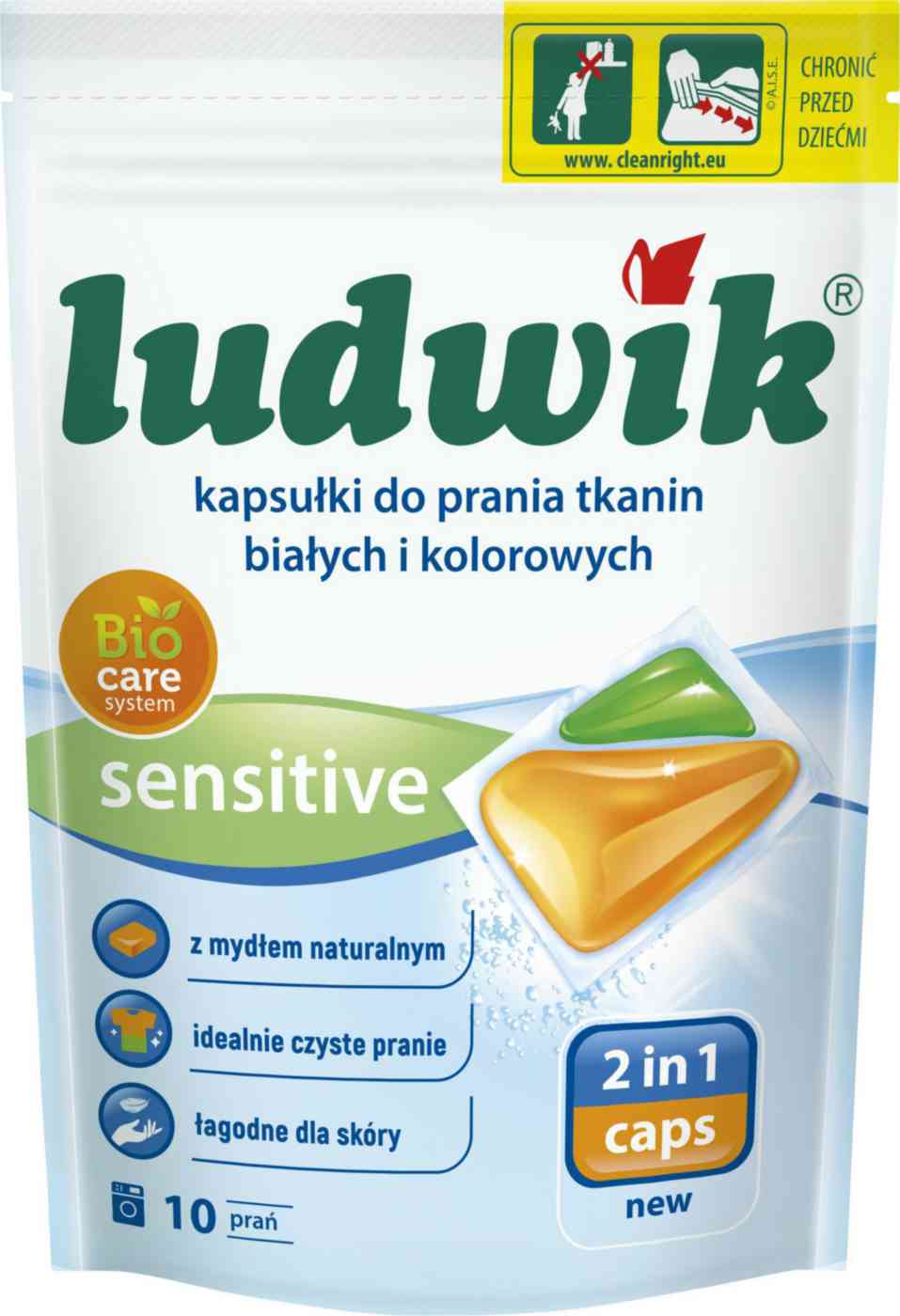 Капсулы Ludwik Sensitive для белого и цветного белья 2 в 1 10 шт