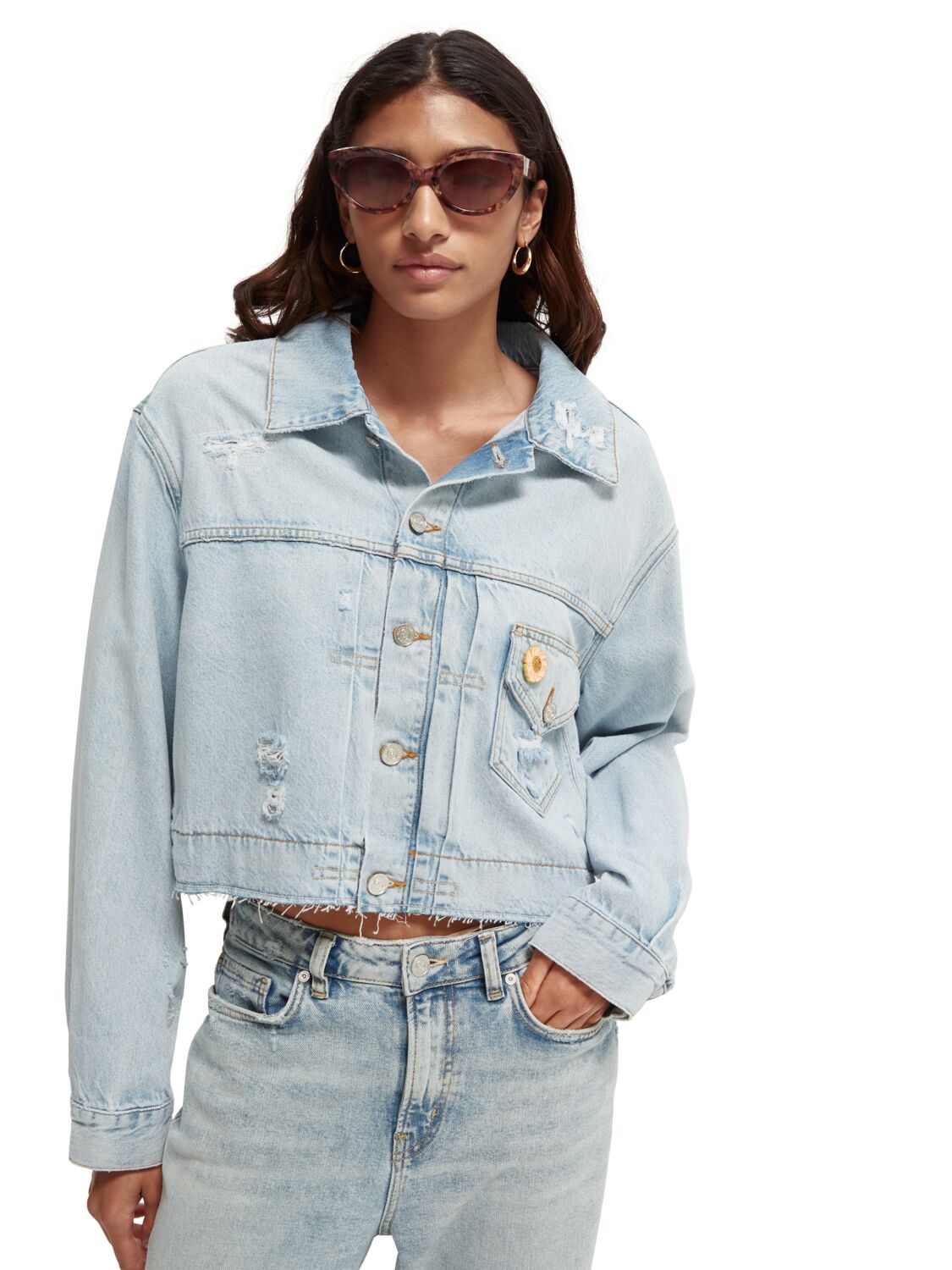 

Джинсовая куртка женская Scotch & Soda 166341/4737 голубая M, 166341/4737