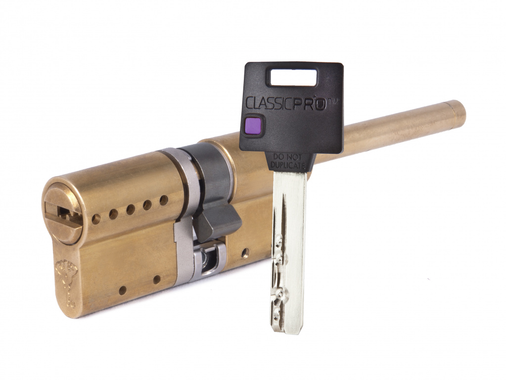 

Цилиндр Mul-t-Lock Classic Pro ключ-шток (размер 60х31) - Латунь, Флажок (5 ключей), Золотистый