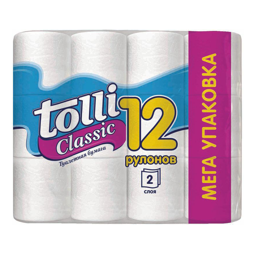 Туалетная бумага Tolli Classic 2 слоя 12 шт.