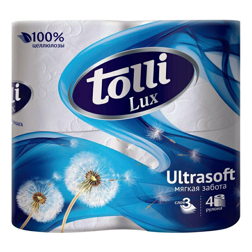 Туалетная бумага Tolli Lux 3 слоя 4 шт.