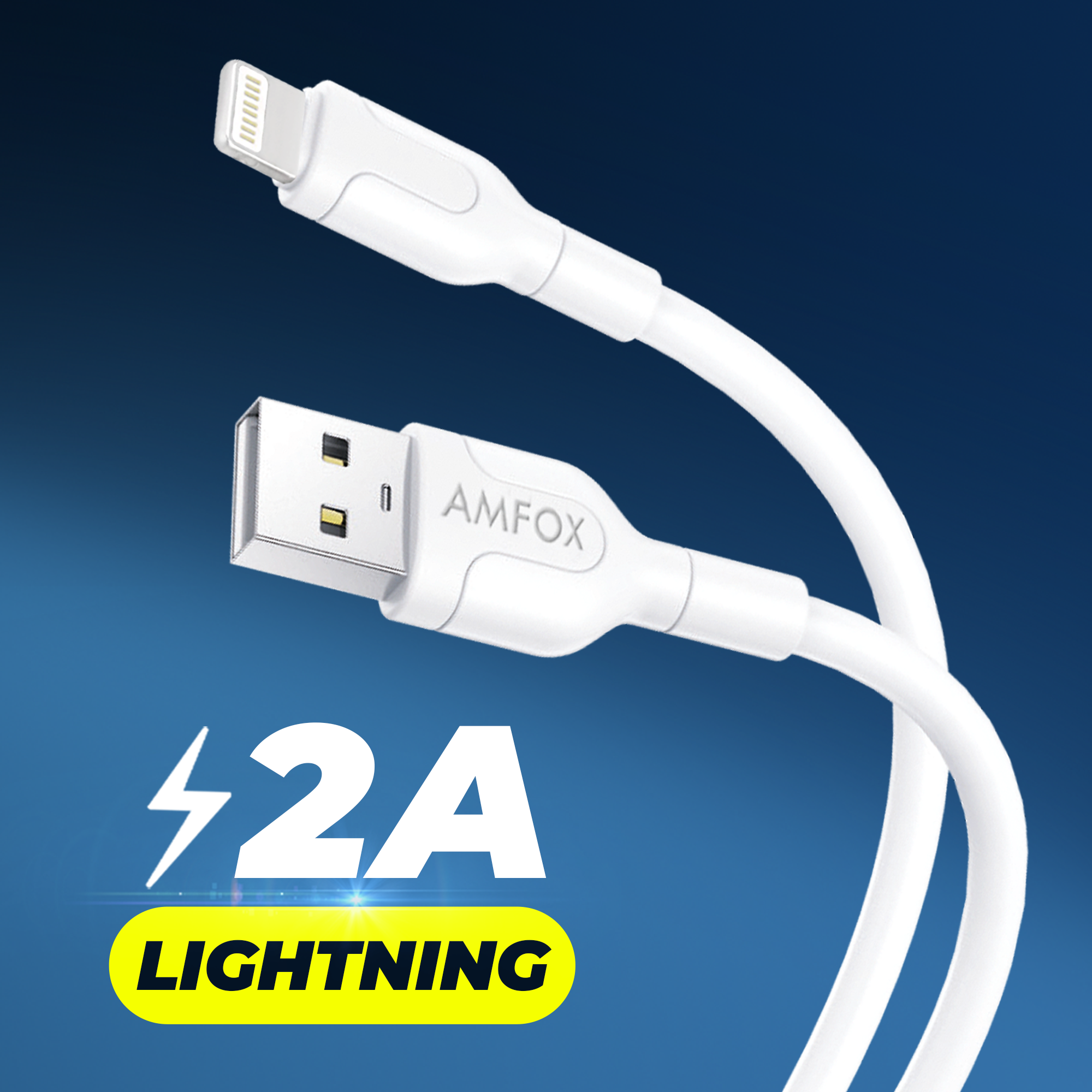 Кабель Lightning USB, AMFOX AC-11, 1 метр, белый