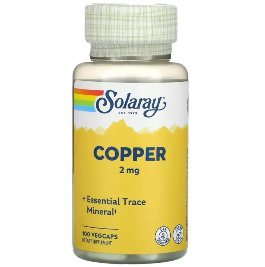 Solaray Cooper, медь, 2 мг, 100 капсул