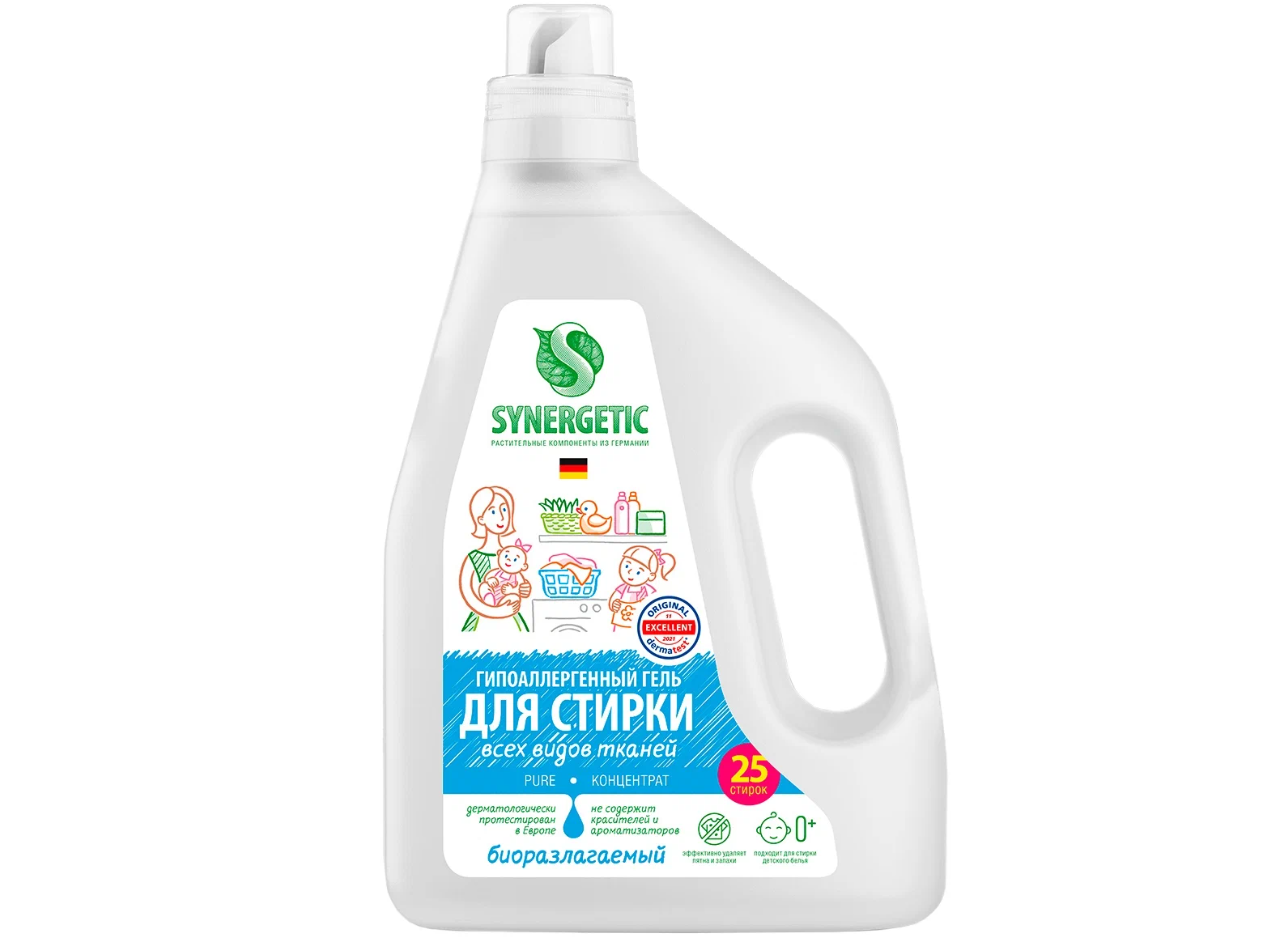 фото Гель для стирки synergetic pure, 1.5 л