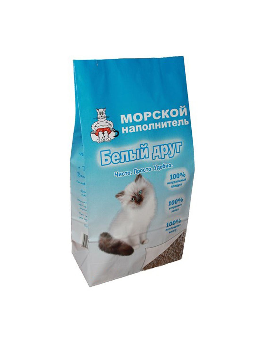 фото Впитывающий наполнитель для кошек белый друг морской силикагелевый, морской, 12 л