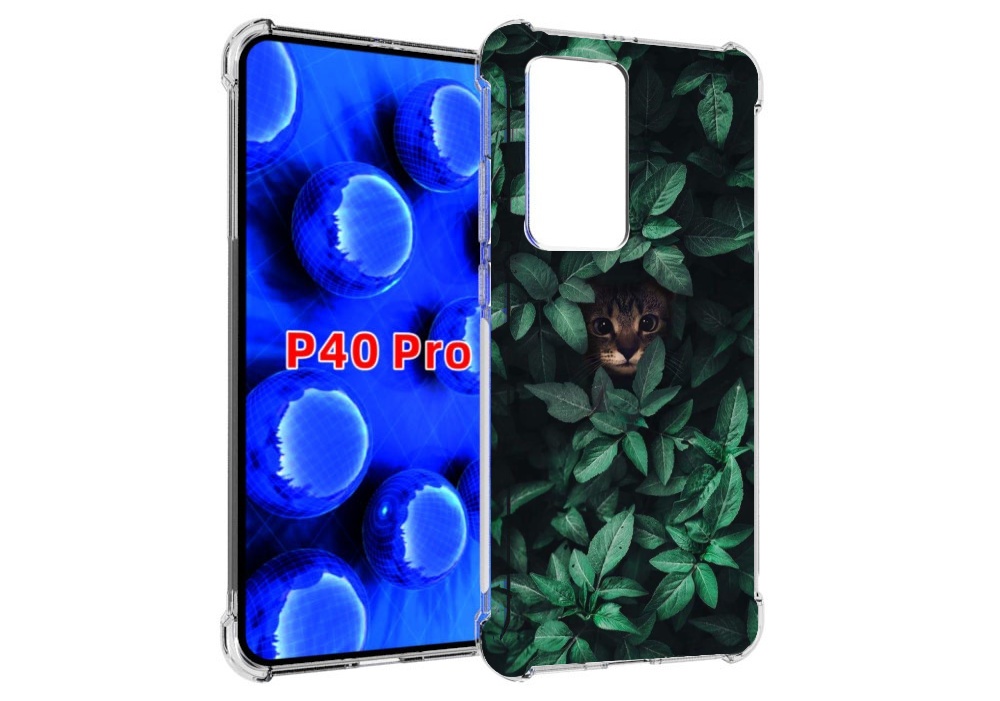 

Чехол MyPads котенок в листьях для Huawei P40 Pro противоударный, Прозрачный, Tocco