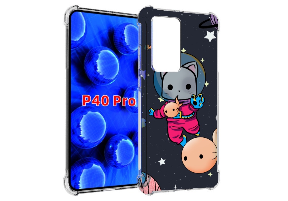 

Чехол MyPads котик-с-рыбкой-в-космосе для Huawei P40 Pro противоударный, Прозрачный, Tocco
