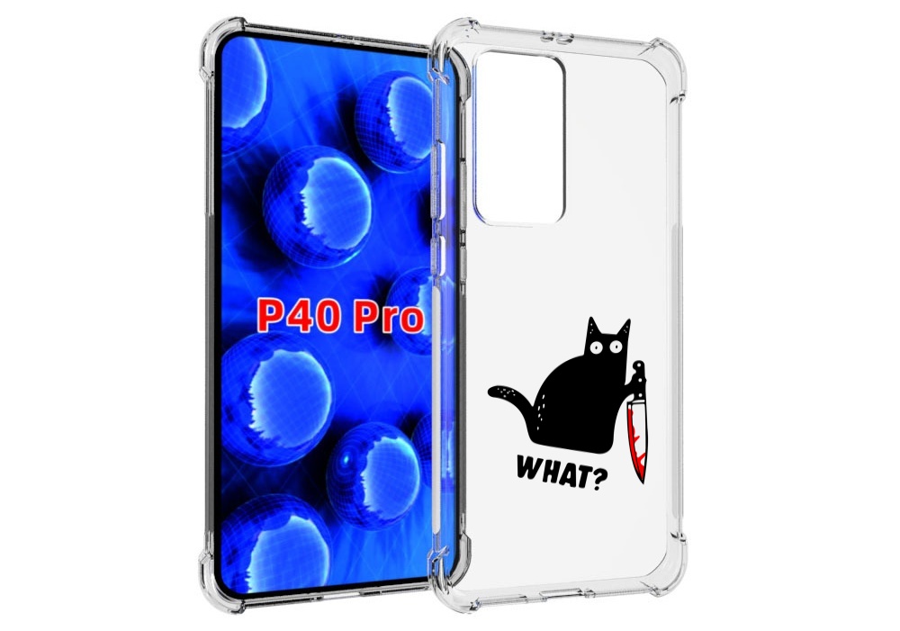 

Чехол MyPads котик-убийца для Huawei P40 Pro противоударный, Прозрачный, Tocco