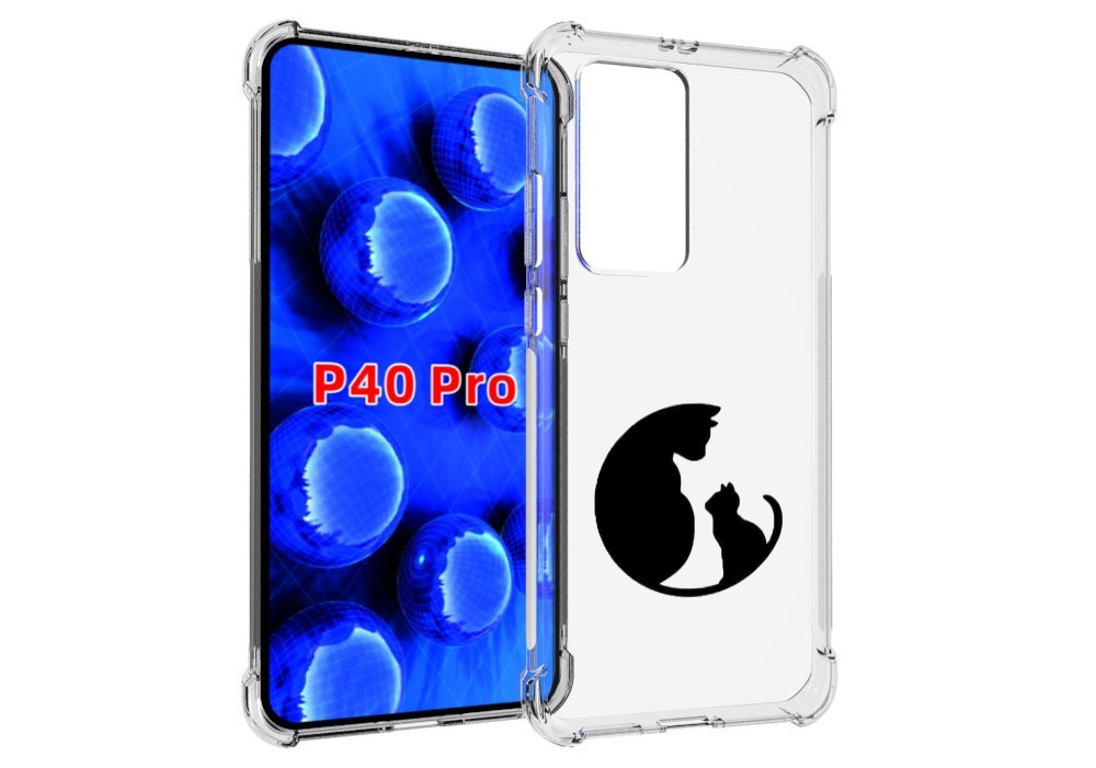 Чехол MyPads коты в полукруге для Huawei P40 Pro противоударный