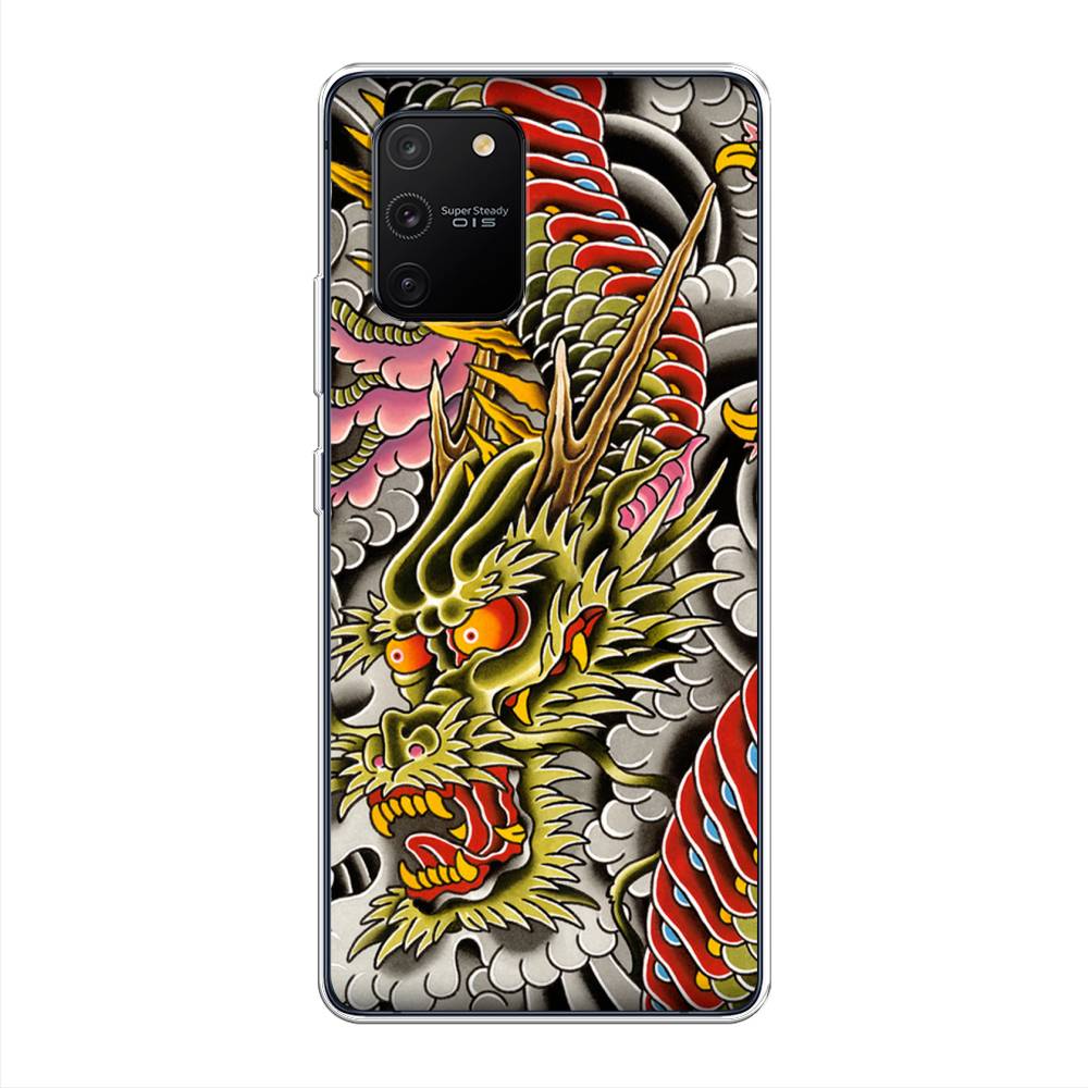 

Чехол на Samsung Galaxy A91 "Японский дракон", Желтый;розовый;красный, 29950-4