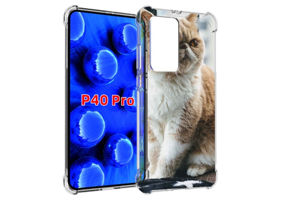 Чехол MyPads кошка экзот для Huawei P40 Pro противоударный