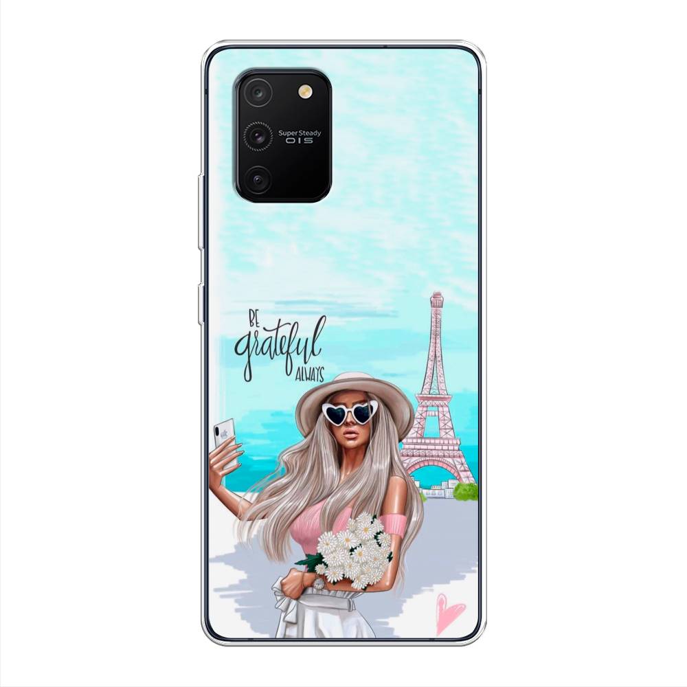 

Чехол на Samsung Galaxy A91"Селфи Париж", Голубой;бежевый, 29950-6