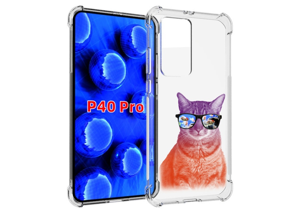 

Чехол MyPads крутой кот-2 для Huawei P40 Pro противоударный, Прозрачный, Tocco