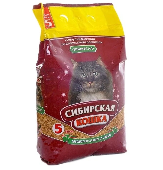 Впитывающий наполнитель Сибирская кошка Универсал бентонитовый, 4шт по 5л