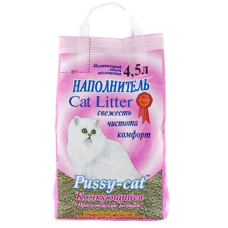Комкующийся наполнитель Pussy-Cat бентонитовый, 3 шт по 4,5 л