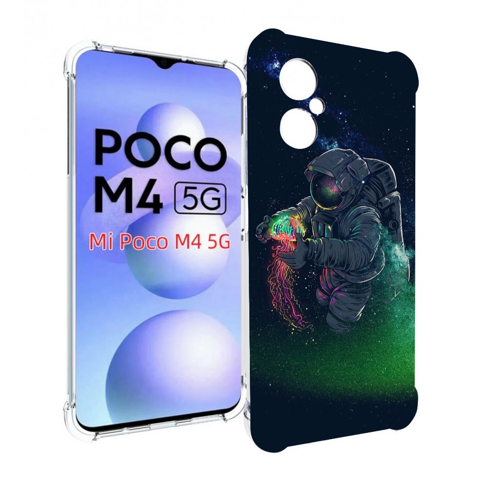 

Чехол MyPads космонавт-с-оружием-арты для Xiaomi Poco M4 5G, Прозрачный, Tocco
