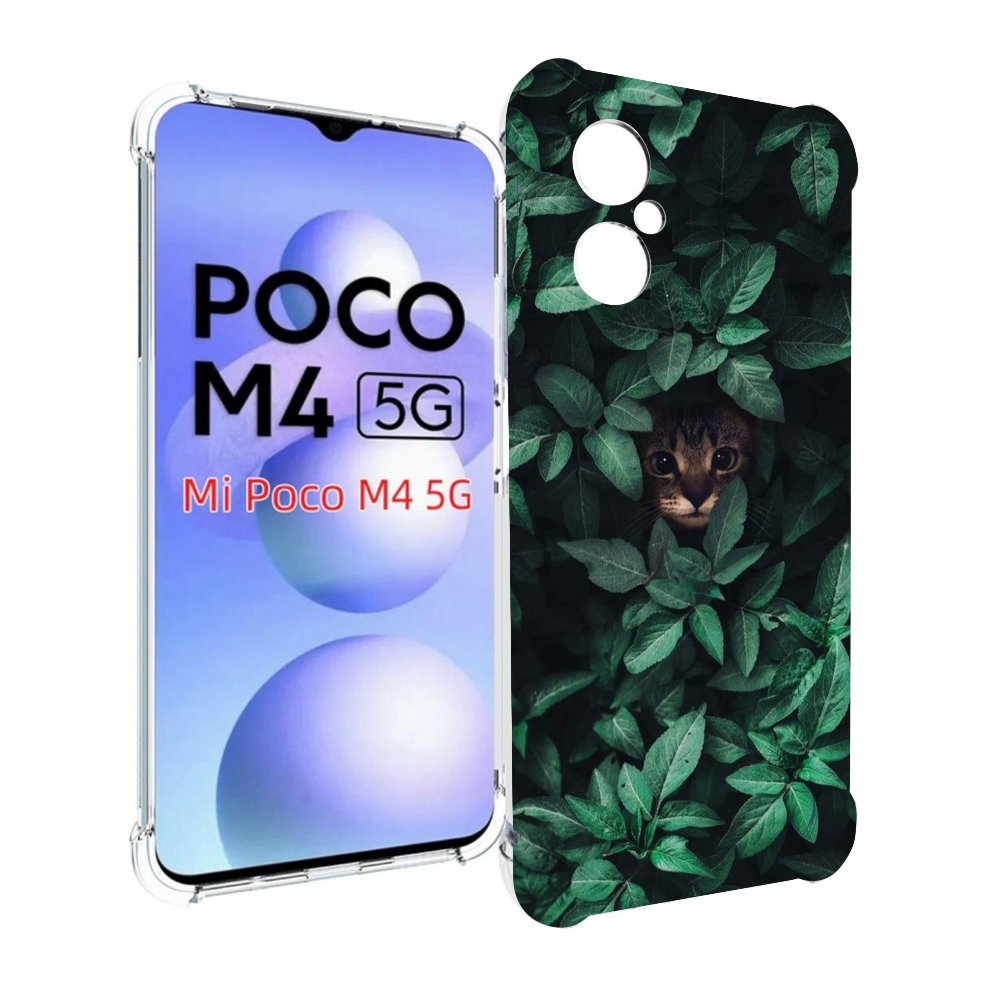 

Чехол MyPads котенок в листьях для Xiaomi Poco M4 5G, Прозрачный, Tocco