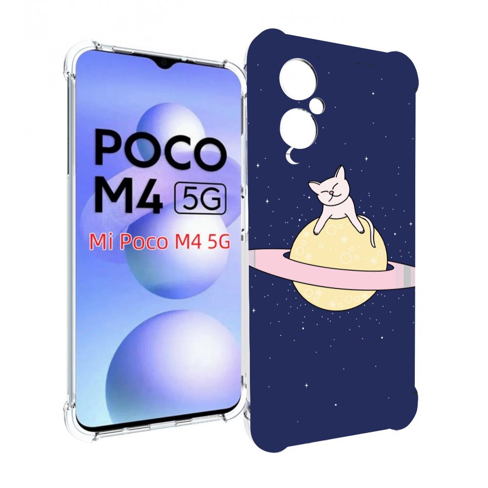 

Чехол MyPads котик на планете для Xiaomi Poco M4 5G, Прозрачный, Tocco