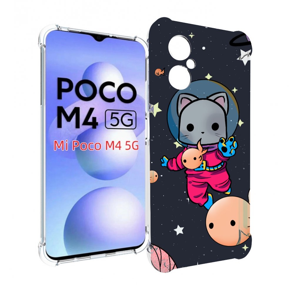 

Чехол MyPads котик-с-рыбкой-в-космосе для Xiaomi Poco M4 5G, Прозрачный, Tocco