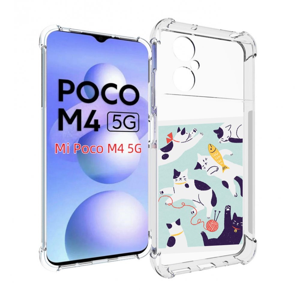 

Чехол MyPads коты-с-клубками для Xiaomi Poco M4 5G, Прозрачный, Tocco