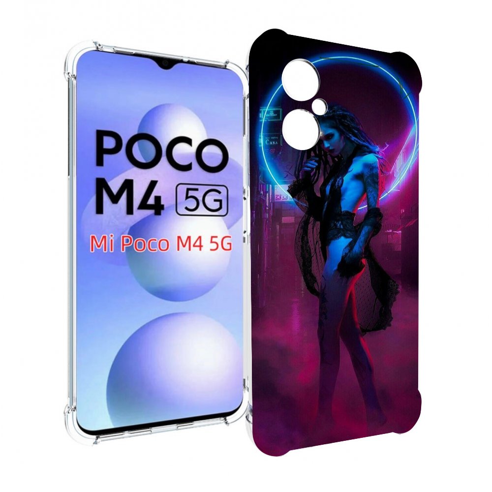 

Чехол MyPads красивая девушка в дыму неон женский для Xiaomi Poco M4 5G, Прозрачный, Tocco