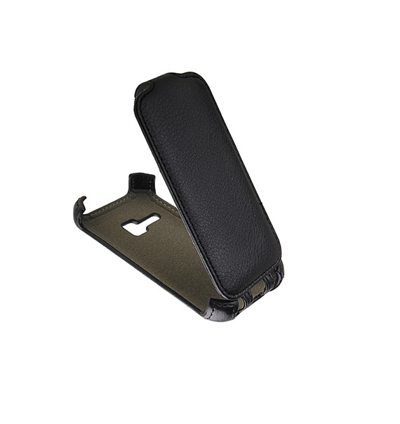 

Чехол Samsung S6310/S6312 флип кожзам №1 <черный>