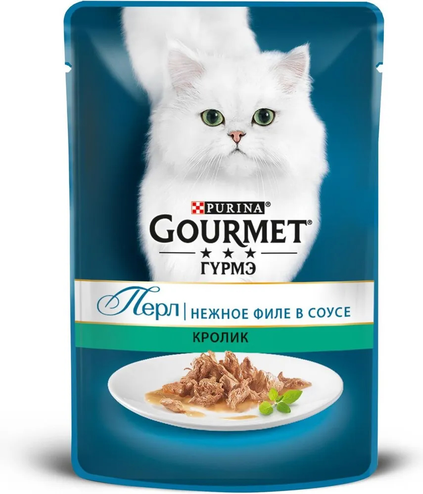 Влажный корм для кошек Gourmet Perle с кроликом в соусе, 85 г