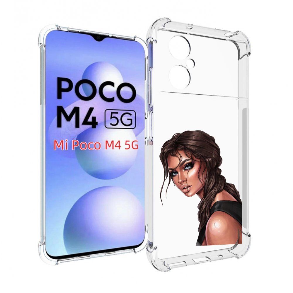 Чехол MyPads красивая-девушка-в-черной-майке женский для Xiaomi Poco M4 5G