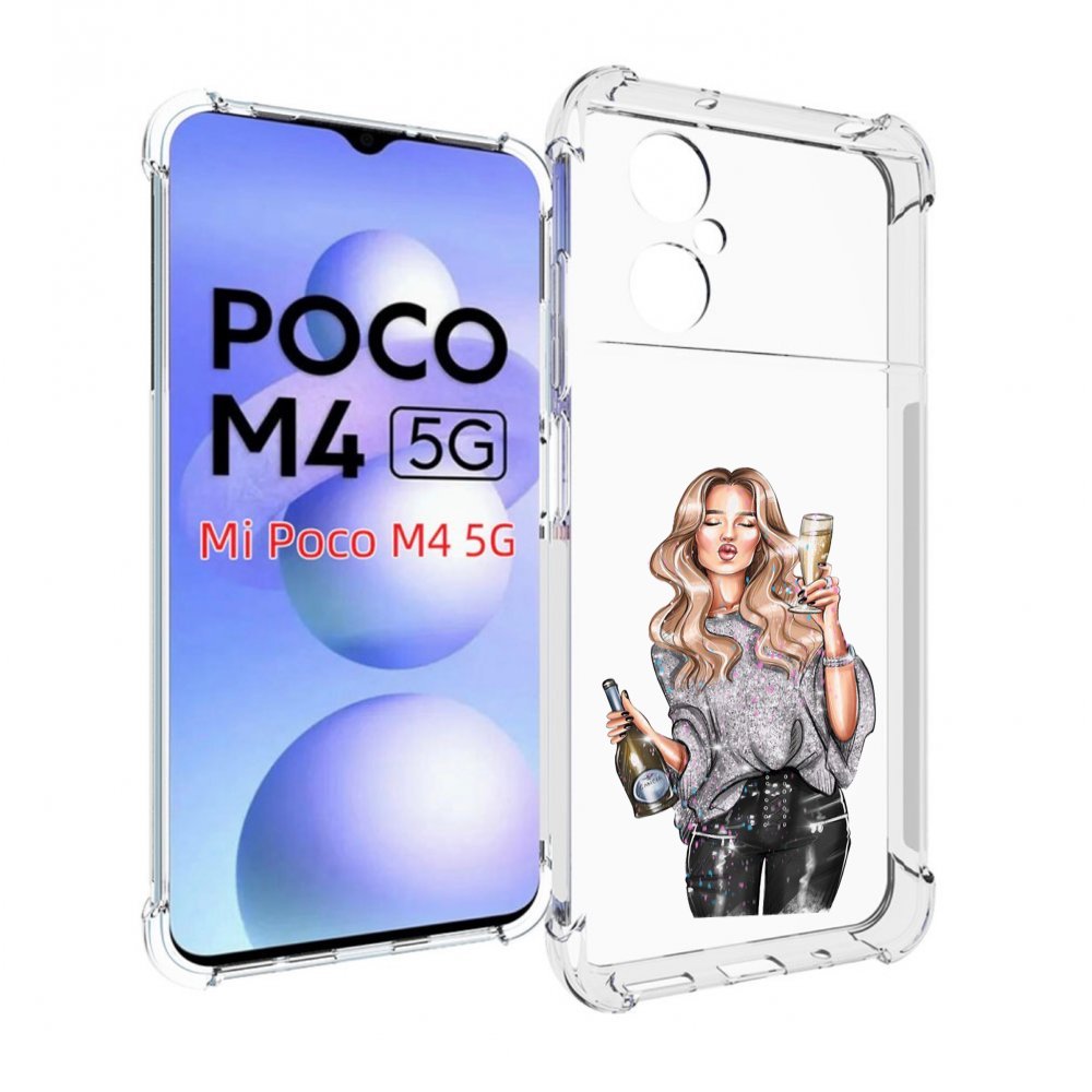 

Чехол MyPads красивая-любительница-шампанского женский для Xiaomi Poco M4 5G, Прозрачный, Tocco