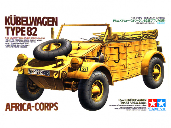 

35238 Tamiya 1/35 German Field Kubelwagen Type 82 Нем авто с 1 фигурой Африканский корпус