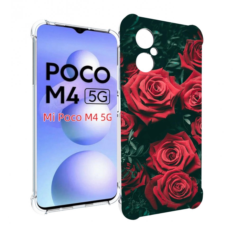 

Чехол MyPads красные-бархатные-розы для Xiaomi Poco M4 5G, Прозрачный, Tocco