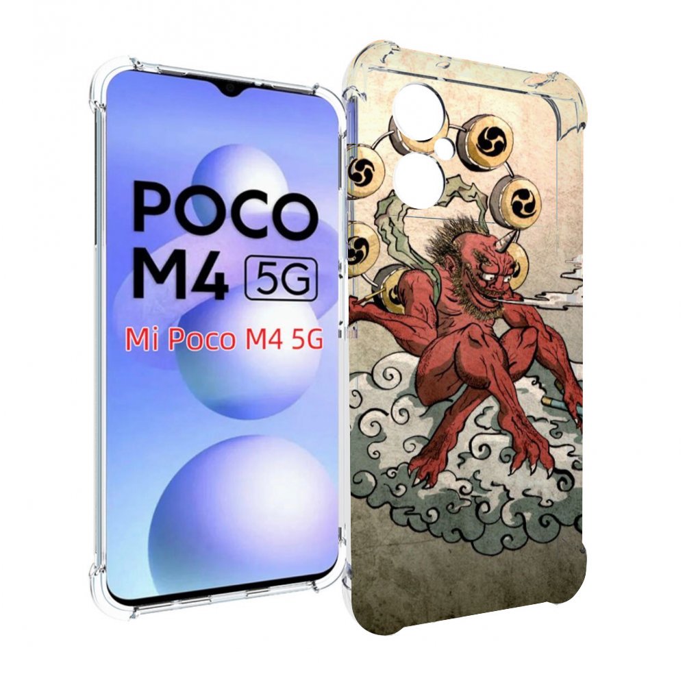 

Чехол MyPads красный чертик на облаке для Xiaomi Poco M4 5G, Прозрачный, Tocco